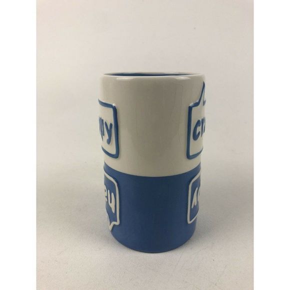 HMK HAPPY CRAPPY Cup Mug Bi Color Blue And White 8 oz *New* - Picture 7 of 11